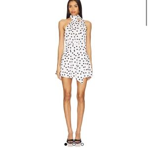 More to Come Brienne Mini Dress in White & Black Dot